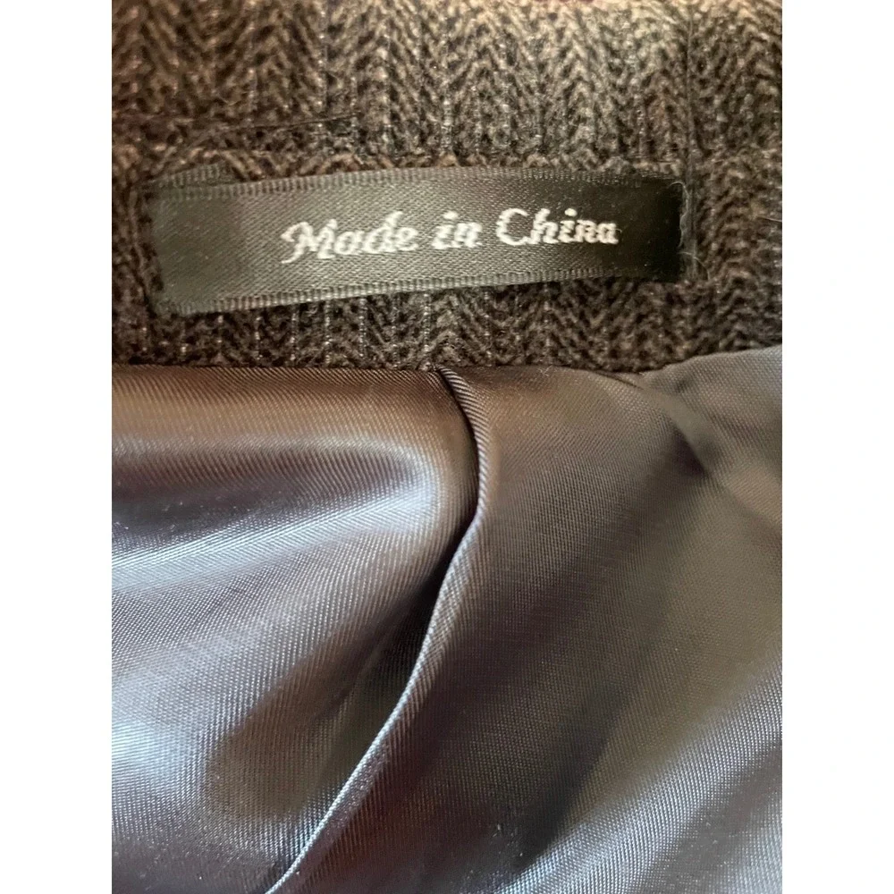 Chaps Mens Blazer 46L Sport Coat Grey Corduroy Herringbone Texture Preppy